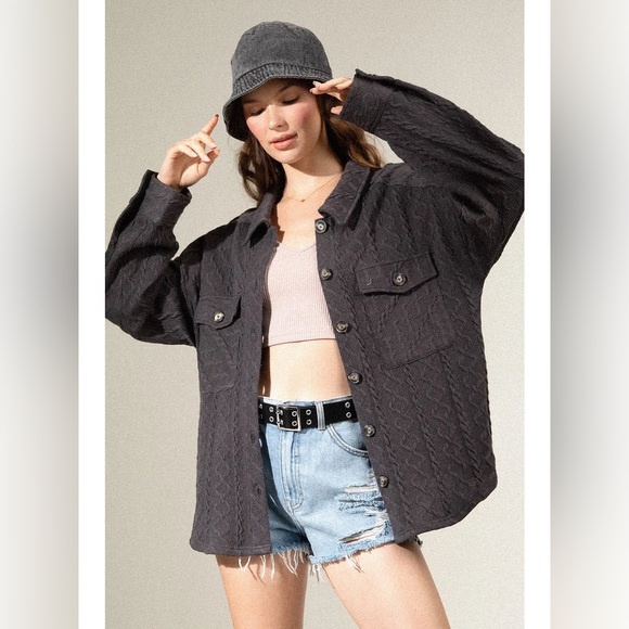 Jackets & Blazers - Cable Knit Shacket